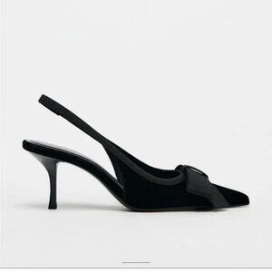 ZARA VELVET LOOK BOW SLINGBACK